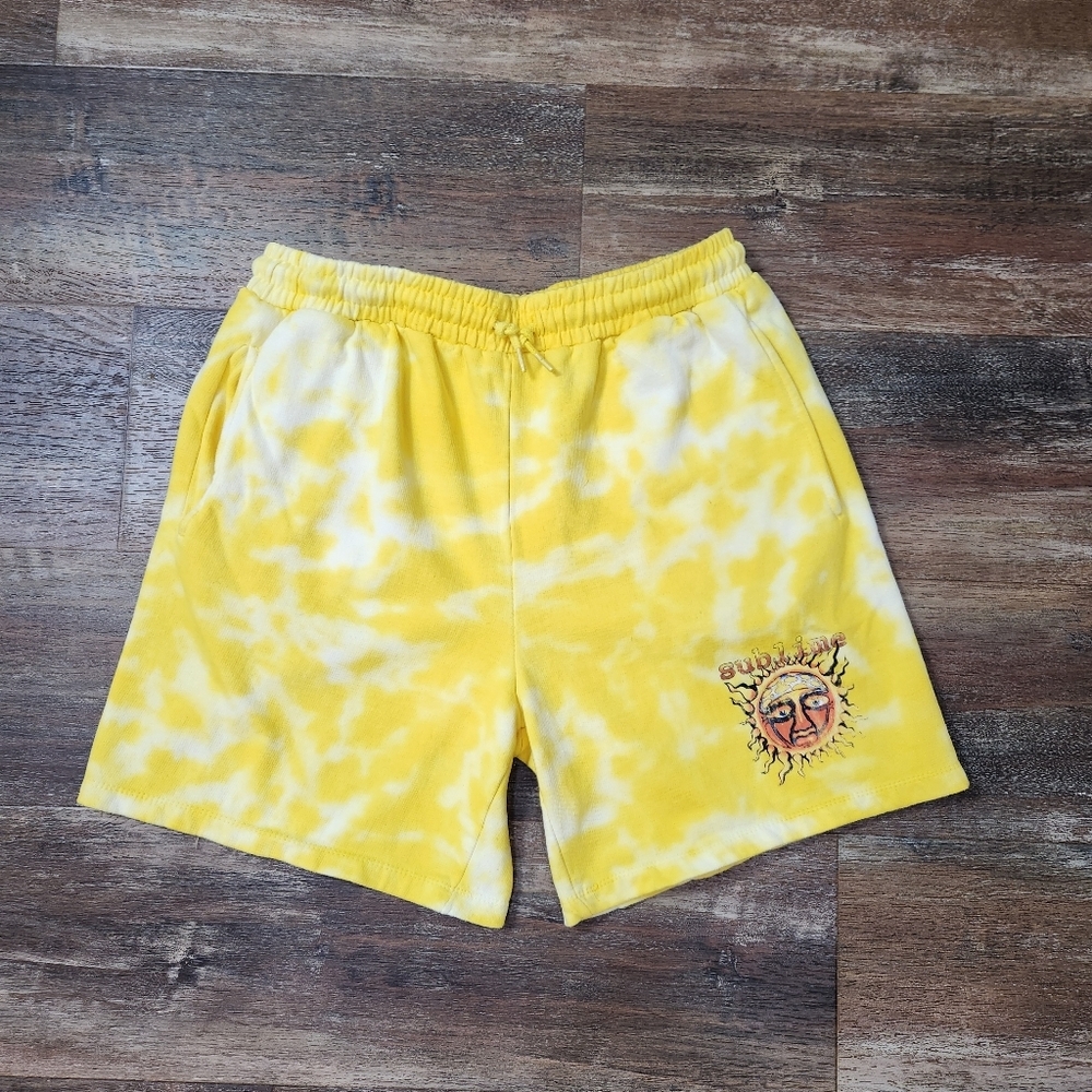 SUBLIME YELLOW TIE DYE SWEATPANT SHORTS SIZE LARGE